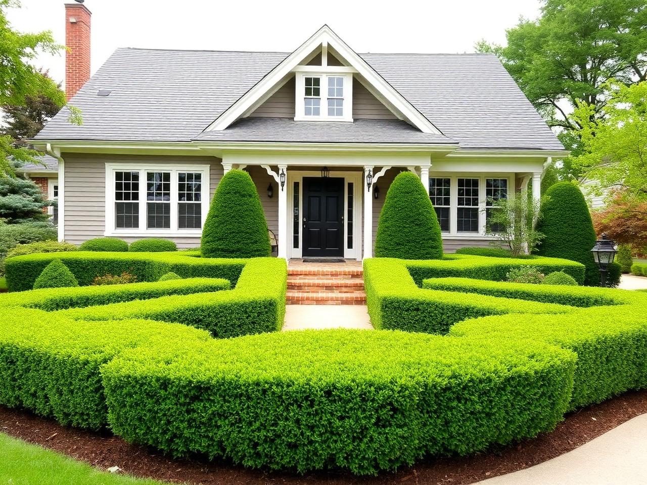 Trimmed boxwood hedges